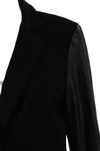 Ecru Women Blazer Black Viscose Long Sleeve Button Closure Size 8