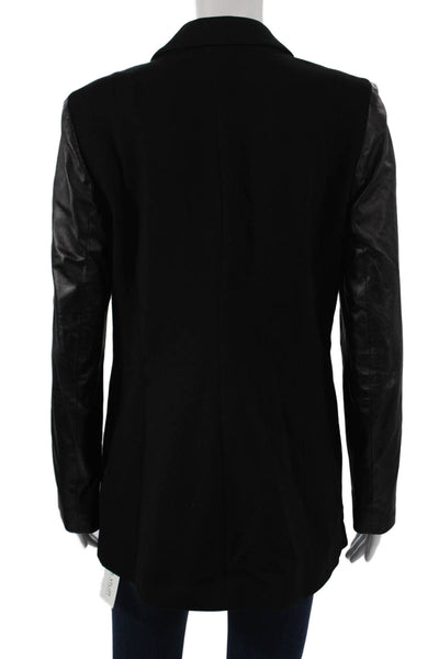 Ecru Women Blazer Black Viscose Long Sleeve Button Closure Size 8