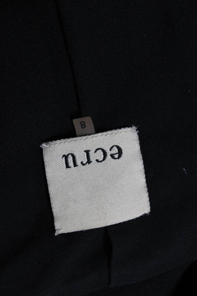 Ecru Women Blazer Black Viscose Long Sleeve Button Closure Size 8