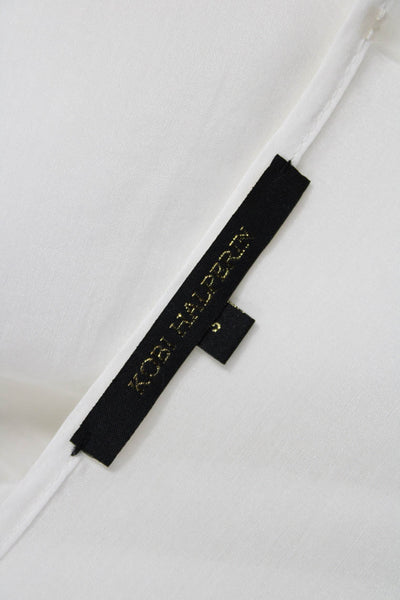 Kobi Halperin Women Tunic Blouse White 3/4 Sleeve Cotton Silk Size S