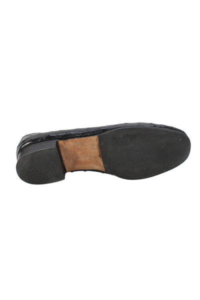 Maylin Womens Ostrich Round Toe Slip-On Ballet Flats Black Size 6