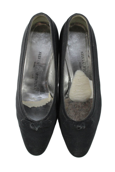 Silvia Fiorentina Womens Round Toe Bow Detail Heels Black Size 7