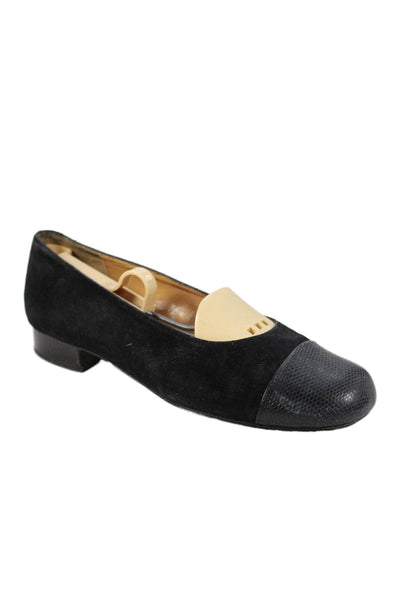 Harel Womens Suede Round Toe Slip-On Ballet Flats Black Size 6