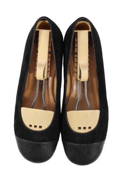 Harel Womens Suede Round Toe Slip-On Ballet Flats Black Size 6
