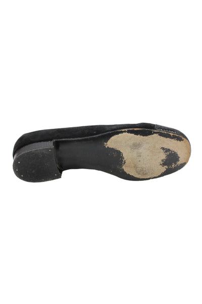 Harel Womens Suede Round Toe Slip-On Ballet Flats Black Size 6