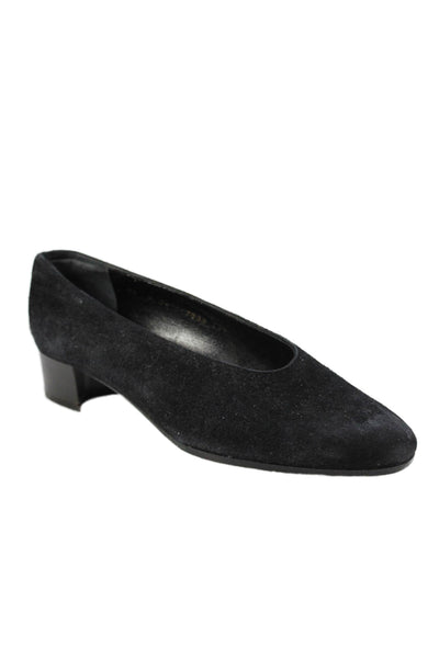 Robert Clergerie Womens Suede Round Toe Pump Heels Black Size 6.5