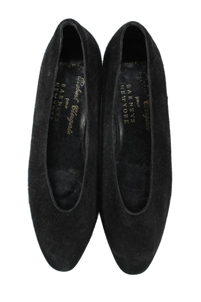 Robert Clergerie Womens Suede Round Toe Pump Heels Black Size 6.5