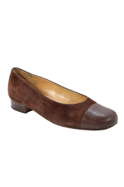 Harel Womens Suede Round Toe Slip-On Ballet Flats Brown Size 6
