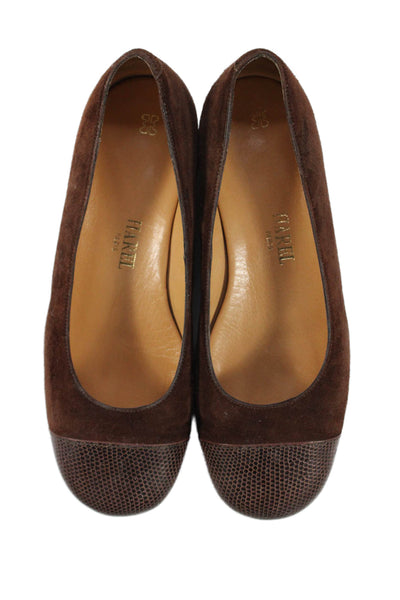 Harel Womens Suede Round Toe Slip-On Ballet Flats Brown Size 6