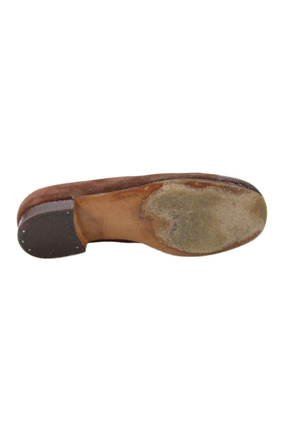 Harel Womens Suede Round Toe Slip-On Ballet Flats Brown Size 6