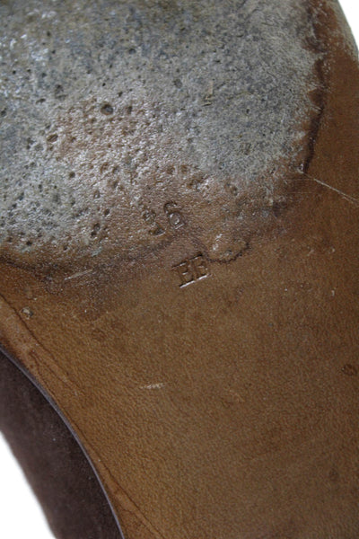 Harel Womens Suede Round Toe Slip-On Ballet Flats Brown Size 6