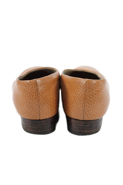 Maylin Womens Leather Round Toe Slip-On Flats Solid Brown Size 6.5