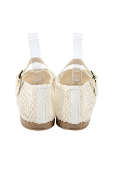Italian Shoemakers Womens Mesh Buckled Mary Jane Flats White Size 7