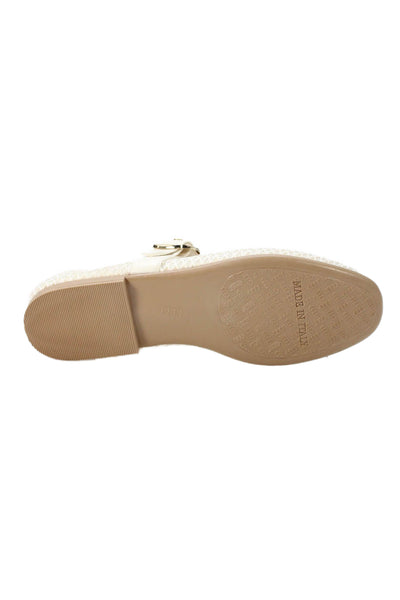 Italian Shoemakers Womens Mesh Buckled Mary Jane Flats White Size 7