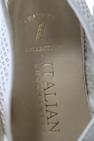Italian Shoemakers Womens Mesh Buckled Mary Jane Flats White Size 7
