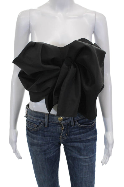 Cameo Womens Cropped Sweetheart Sleeveless Blouse Black Polyester Zip Size S