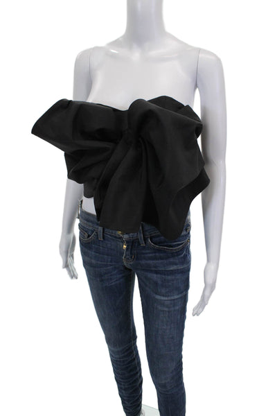 Cameo Womens Cropped Sweetheart Sleeveless Blouse Black Polyester Zip Size S
