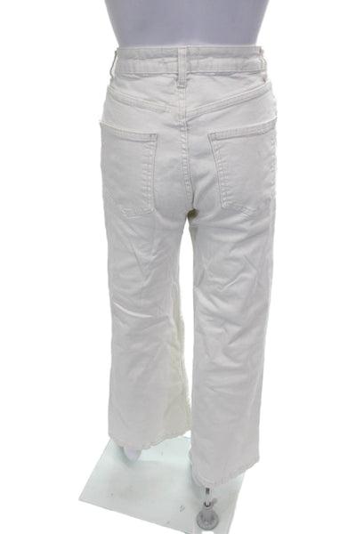 Cotton On Women Wide-Leg Jeans White High Rise Cotton Button Size 6