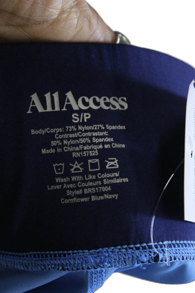 All Access Womens Ankle Leggings Blue Colorblock Nylon Pull On Size S
