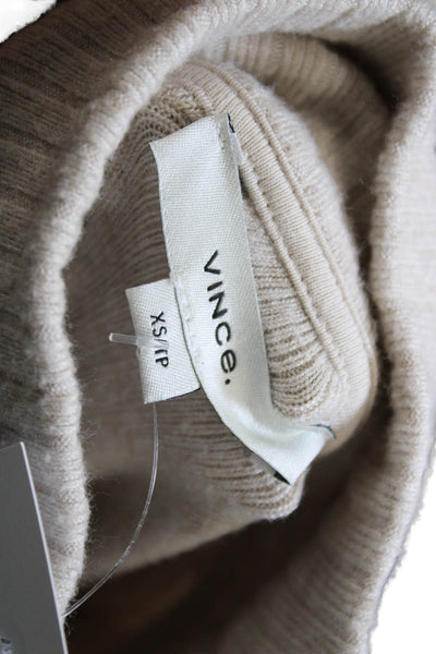 Vince Women Turtleneck Pullover Sweater Beige Size XS Petite