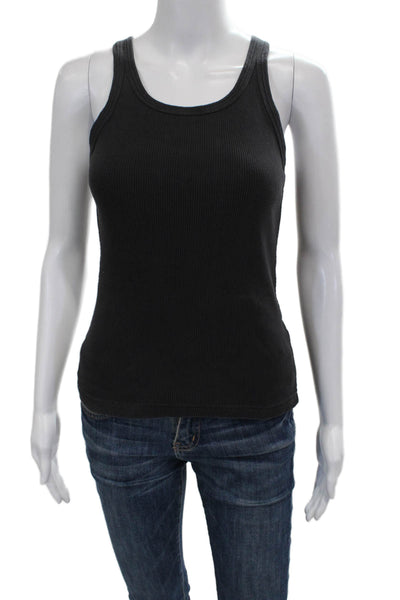 Amo Womens Basic Black Cotton Tank Round Neck Size XS