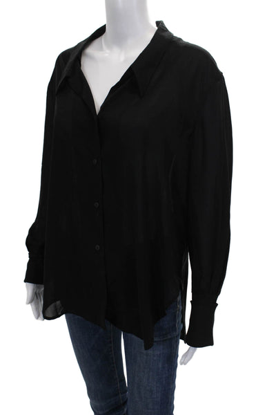 Theyskens Theory Womens Black Collared Tunic Button-Up Long Sleeve Size L