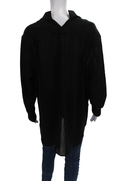 Theyskens Theory Womens Black Collared Tunic Button-Up Long Sleeve Size L