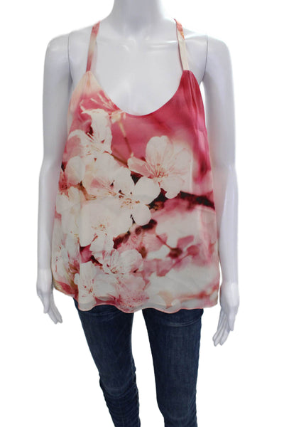 Alice + Olivia Womens Silk Halter Floral Sleeveless Tunic Multicolor Size L