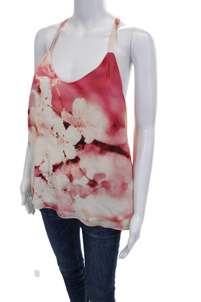 Alice + Olivia Womens Silk Halter Floral Sleeveless Tunic Multicolor Size L