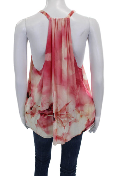 Alice + Olivia Womens Silk Halter Floral Sleeveless Tunic Multicolor Size L
