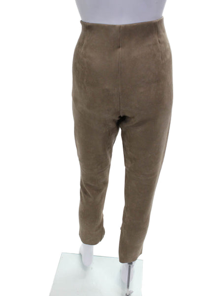 Zara Womens Ankle Suede Pants Brown Zip Size M