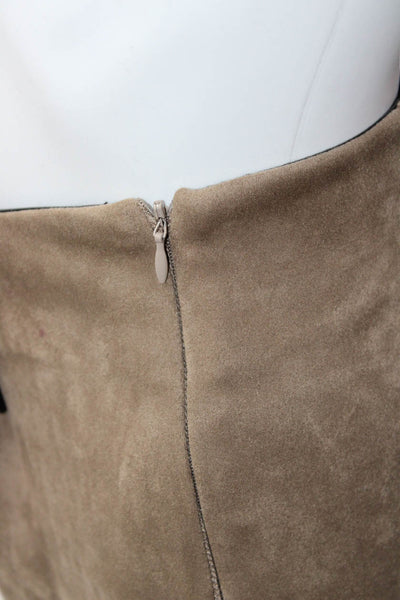 Zara Womens Ankle Suede Pants Brown Zip Size M