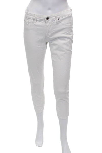 AG Adriano Goldschmied Womens Cropped White Cotton Jeans Size 26