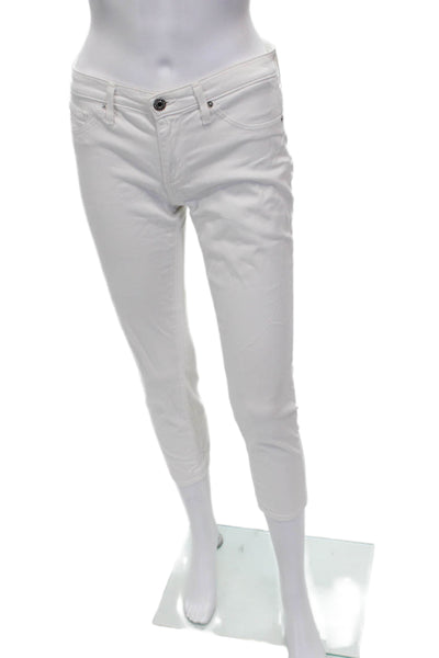 AG Adriano Goldschmied Womens Cropped White Cotton Jeans Size 26