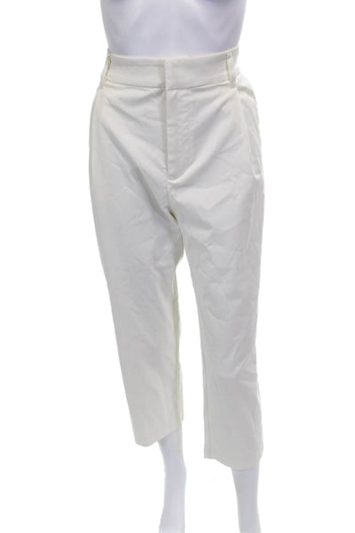 Zara Womens Cropped White Button Pants Polyester Size XS