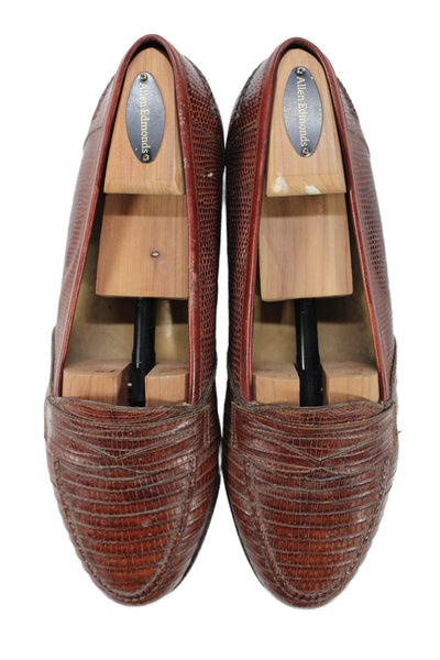 Susan Bennis Warren Edwards Mens Lizard Slip On Loafer Shoes Brown Size 8.5A