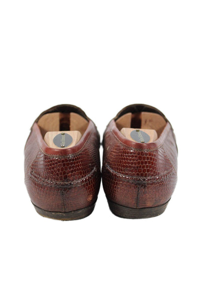 Susan Bennis Warren Edwards Mens Lizard Slip On Loafer Shoes Brown Size 8.5A