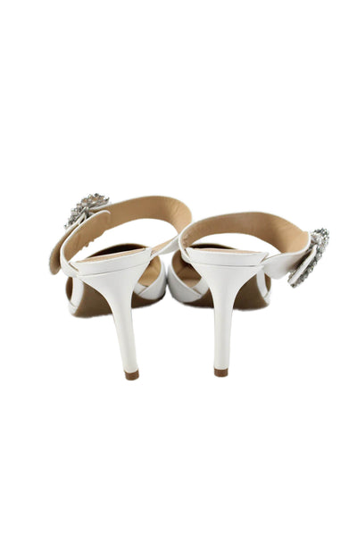 Michael Michael Kors Womens Leather Embellished Mules Shoes White Size 6M
