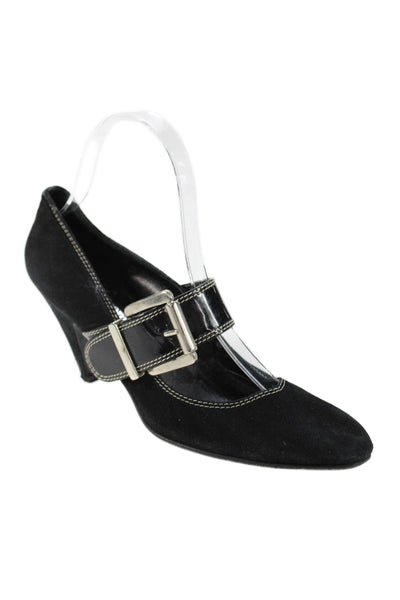 Russell & Bromley Womens Suede Buckle Detail Mary Jane Shoes Black Size 7