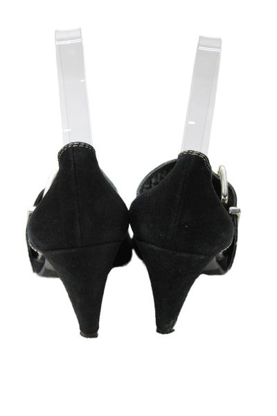 Russell & Bromley Womens Suede Buckle Detail Mary Jane Shoes Black Size 7