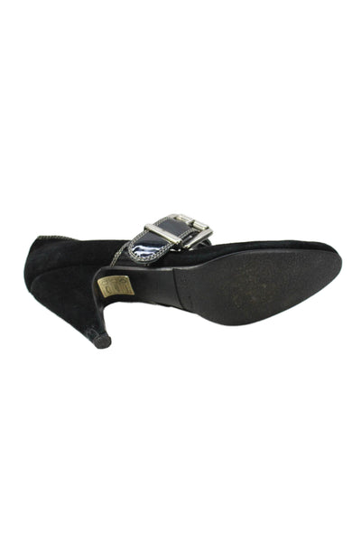 Russell & Bromley Womens Suede Buckle Detail Mary Jane Shoes Black Size 7