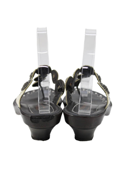 Donald J Pliner Womens Embellished Block Heels Thong Sandals Shoes Black Size 6