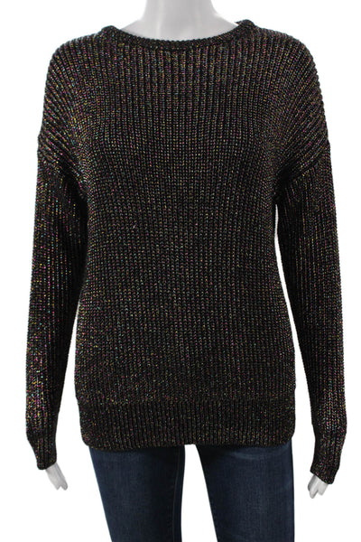 American Apparel Women Pullover Black Rayon Crew Neck Long Sleeve Size S