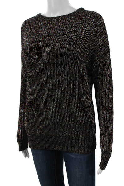 American Apparel Women Pullover Black Rayon Crew Neck Long Sleeve Size S