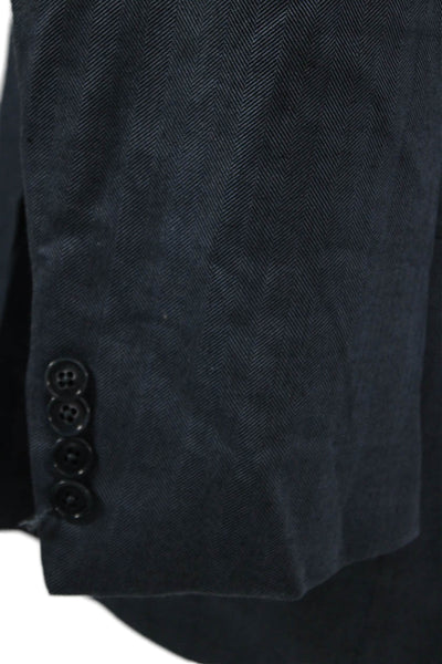 Ermenegildo Zegna Mens Blue Cashmere Herringbone Blazer Button Size M