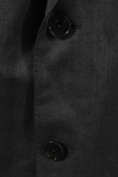 Ermenegildo Zegna Mens Blue Cashmere Herringbone Blazer Button Size M