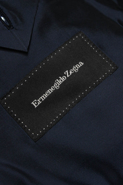 Ermenegildo Zegna Mens Blue Cashmere Herringbone Blazer Button Size M