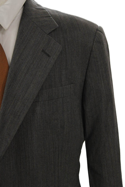 Prada Mens Gray Striped Blazer Button Closure Size 54