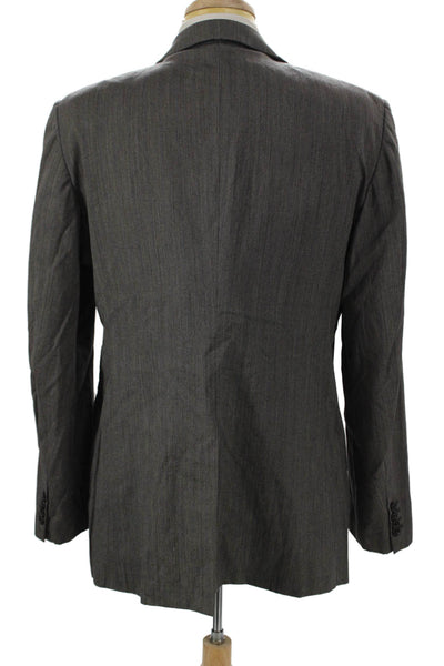 Prada Mens Gray Striped Blazer Button Closure Size 54