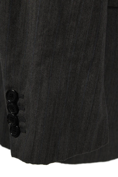 Prada Mens Gray Striped Blazer Button Closure Size 54